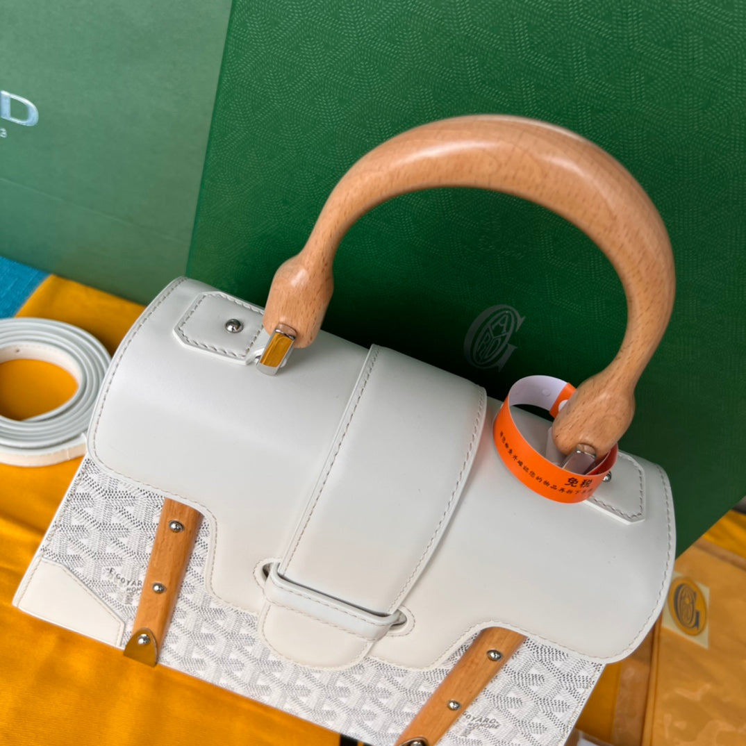 SAÃGON PM BAG 28 IN WHITE GOYARDINE CANVAS AND CALFSKIN