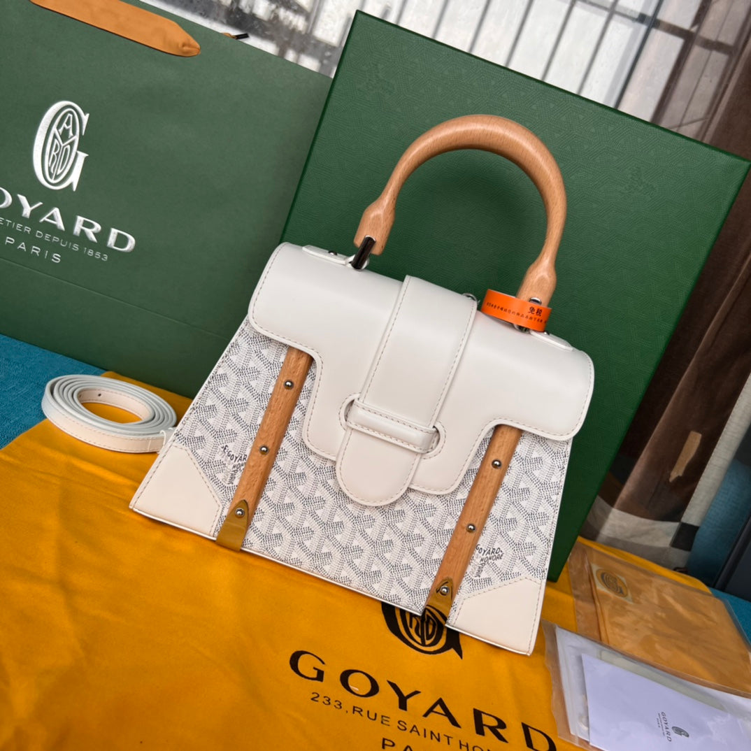 SAÃGON PM BAG 28 IN WHITE GOYARDINE CANVAS AND CALFSKIN