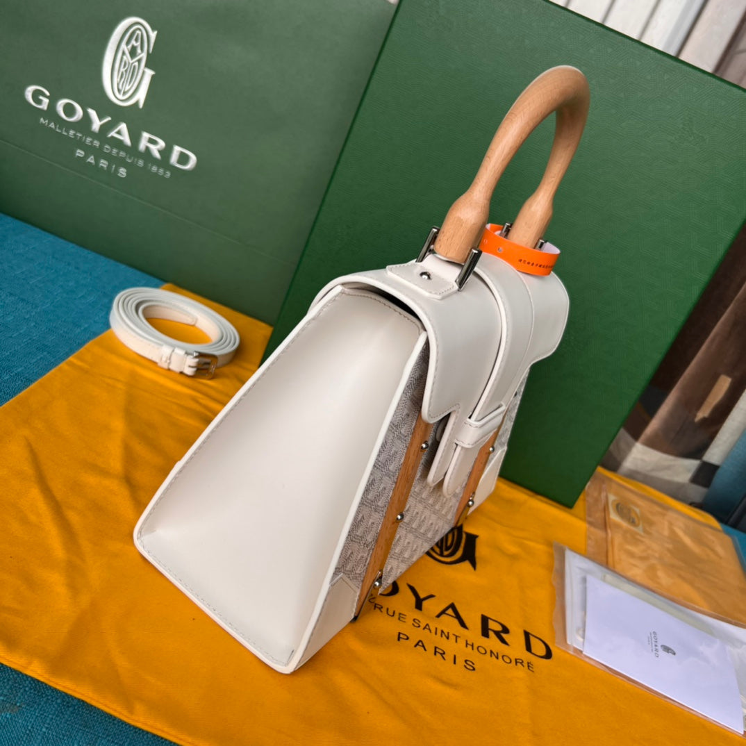 SAÃGON PM BAG 28 IN WHITE GOYARDINE CANVAS AND CALFSKIN