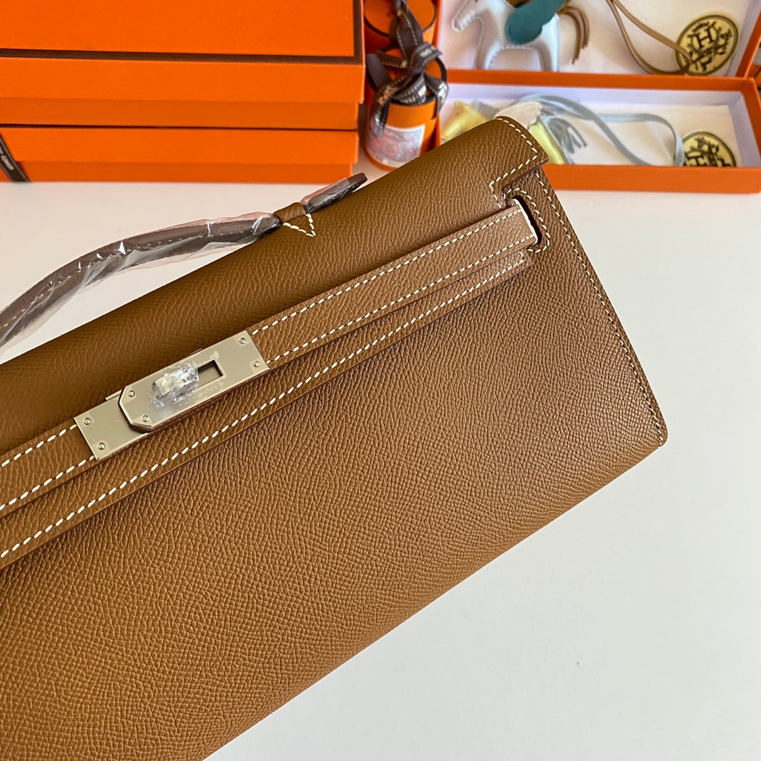 HM Kelly Cut 31 Peanut Butter Epsom Leather Silver Hardware 229056
