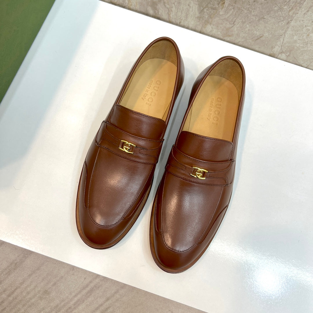 GG Men's Interlocking G Logo Loafer Brown Cowhide 522568