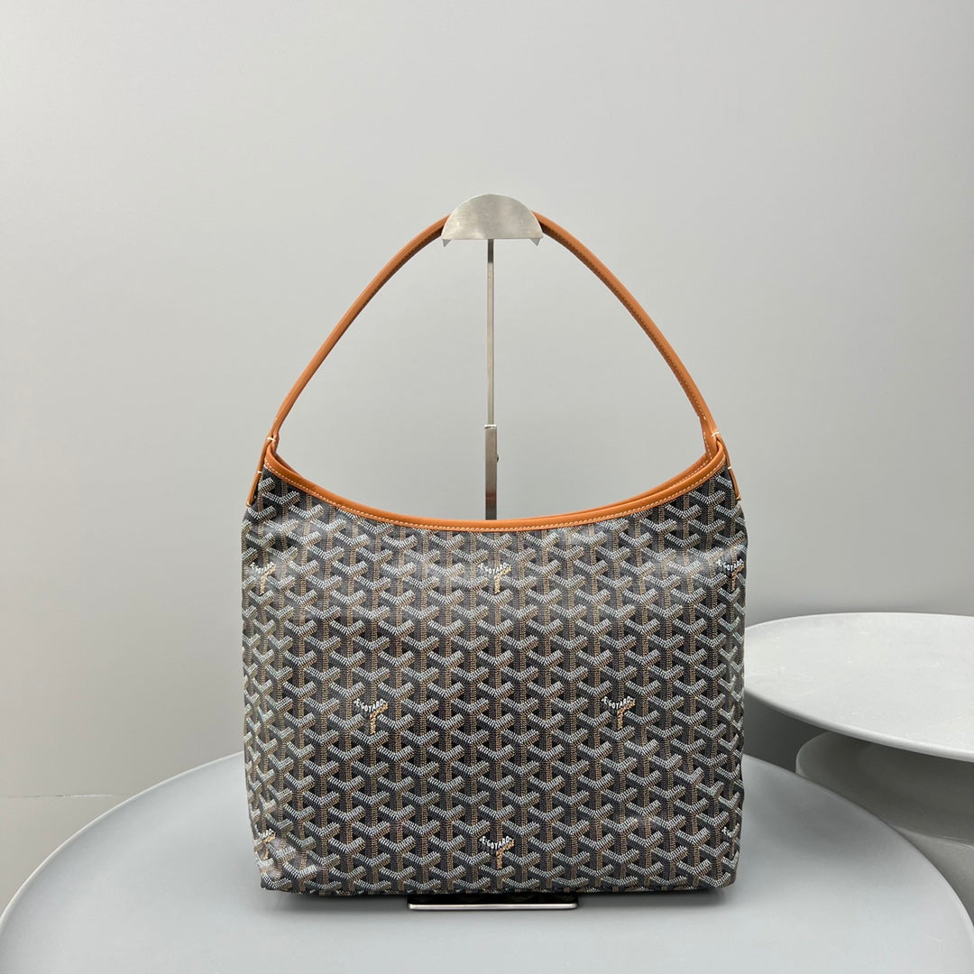 HOBO BOHÃˆME 34 IN BROWN GOYARDINE CANVAS AND CALFSKIN
