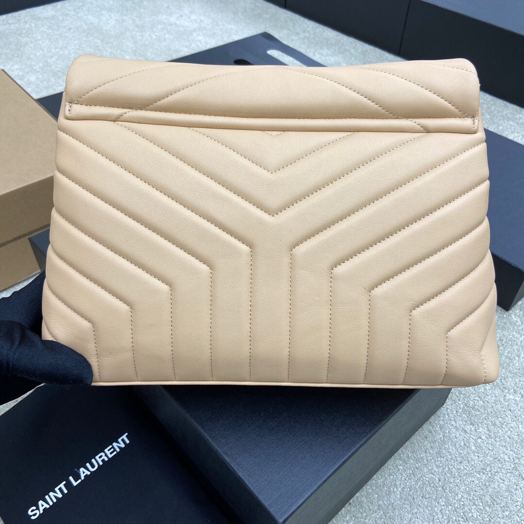 LOULOU MEDIUM 32 CREAM QUILTED LEATHER GOLD HARDWARE