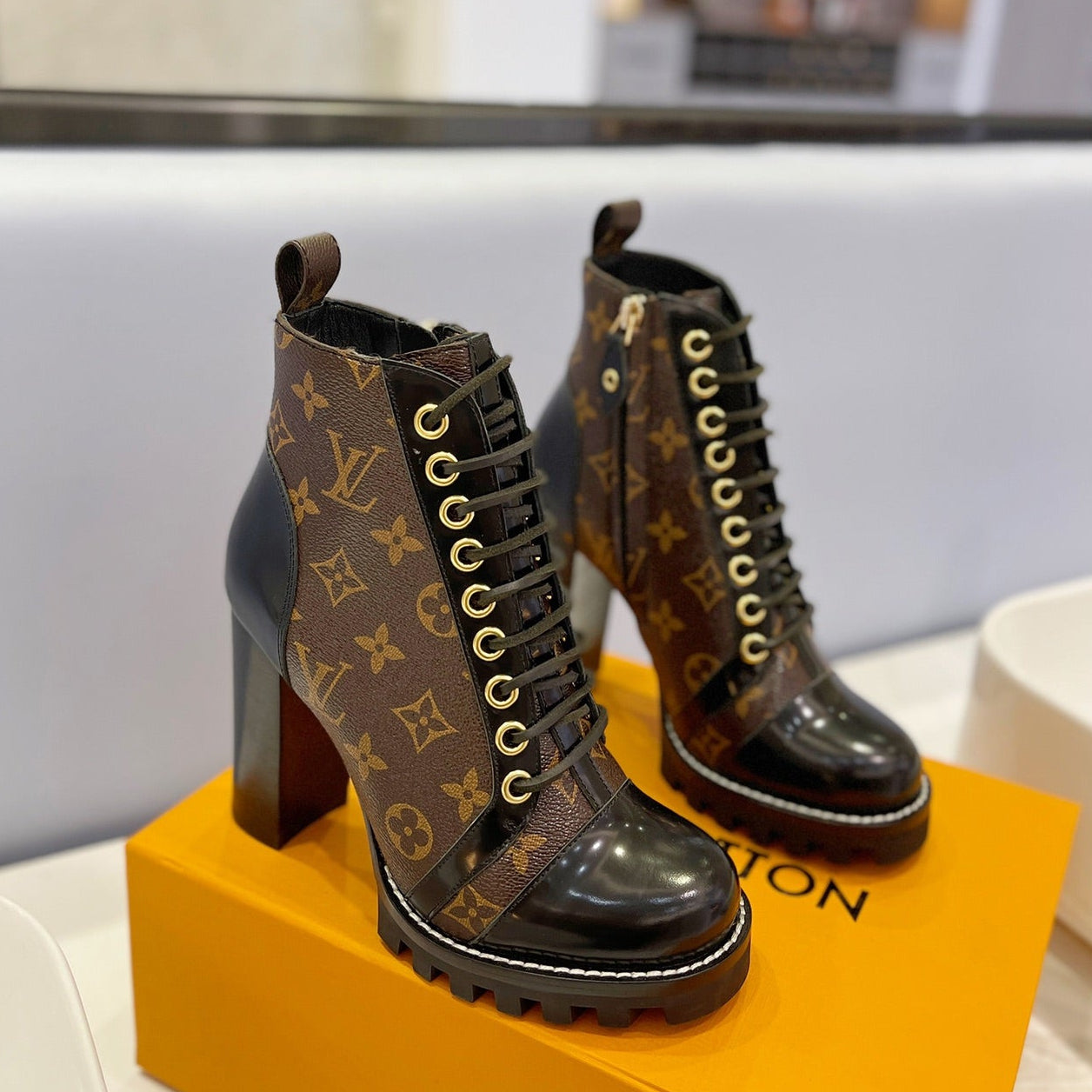 Louis Vuitton 2026 Star Trail Ankle Boot Brown Black Canvas Leather
