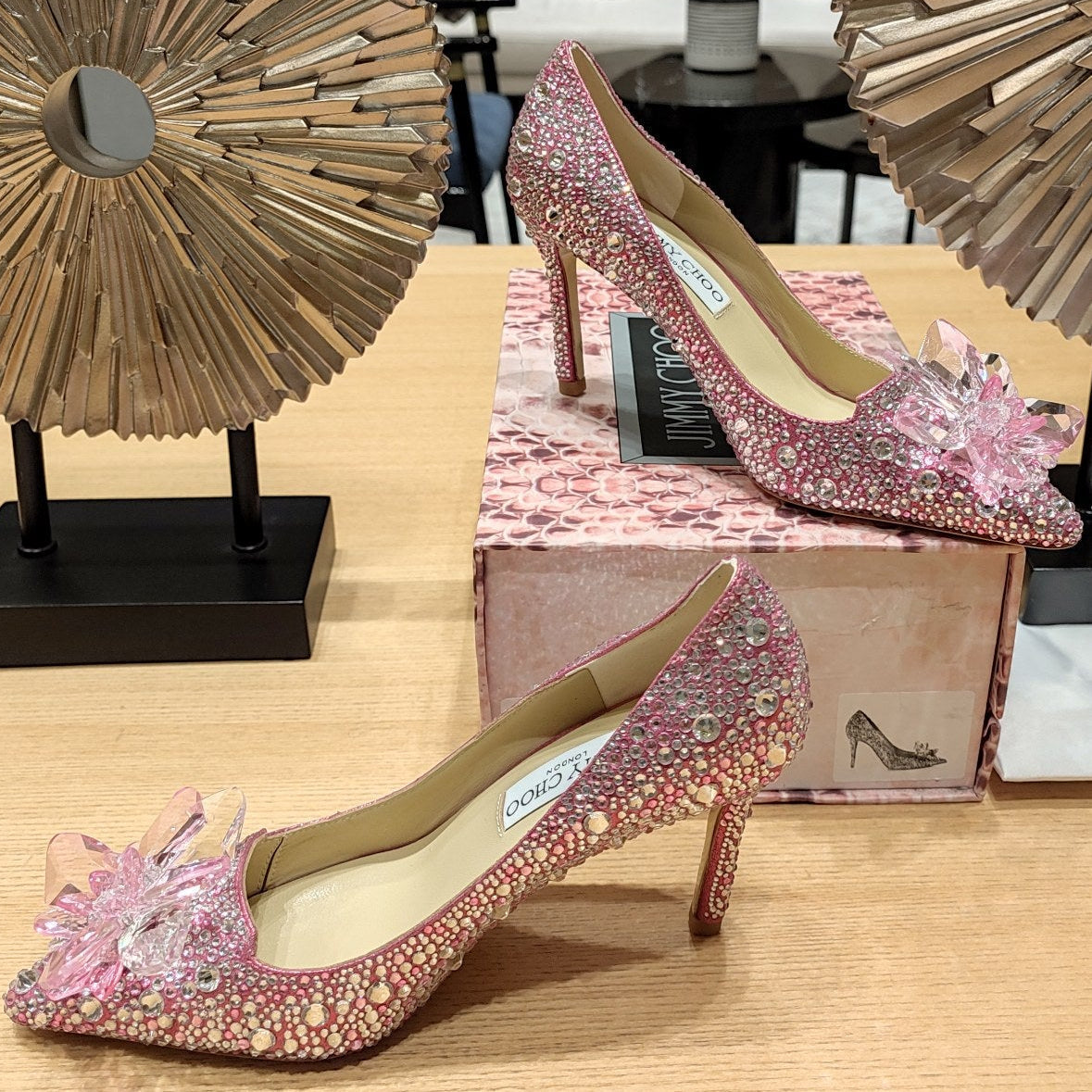 Jimmy Choo Alia 85 Rose mix color Crystal-embellished Pump