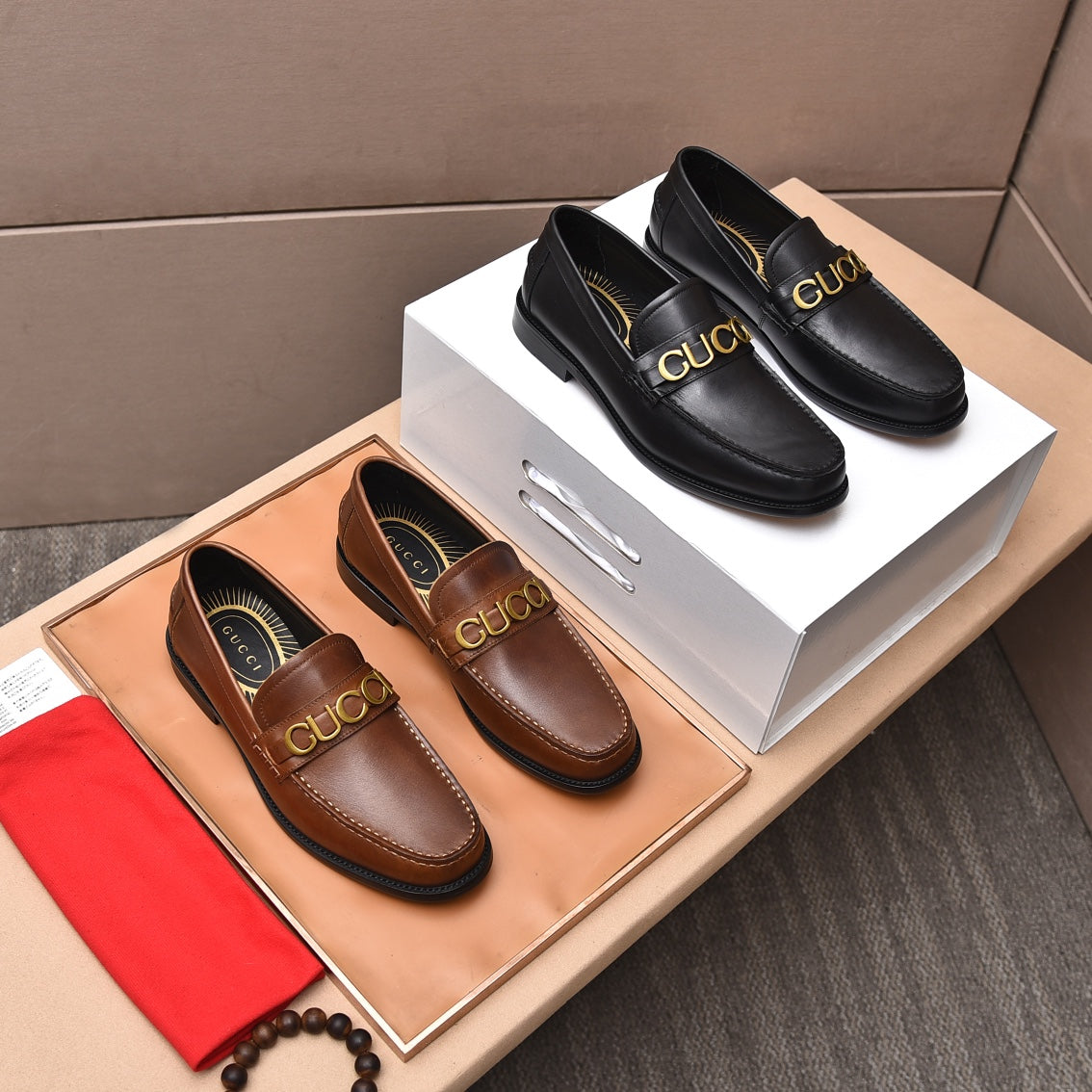 GG Men's Loafer Brown Black Cowhide 522699