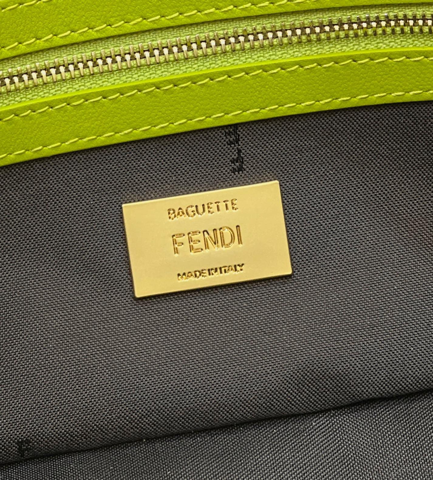 Baguette 27cm Fluorescent green Lambskin Gold Hardware