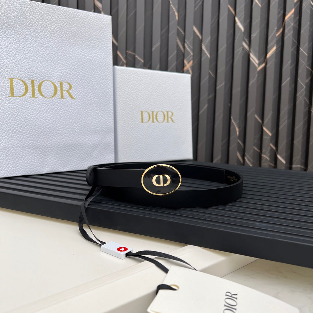 Dior 2026 Teddy-D Oval Buckle Belt 25mm Calfskin