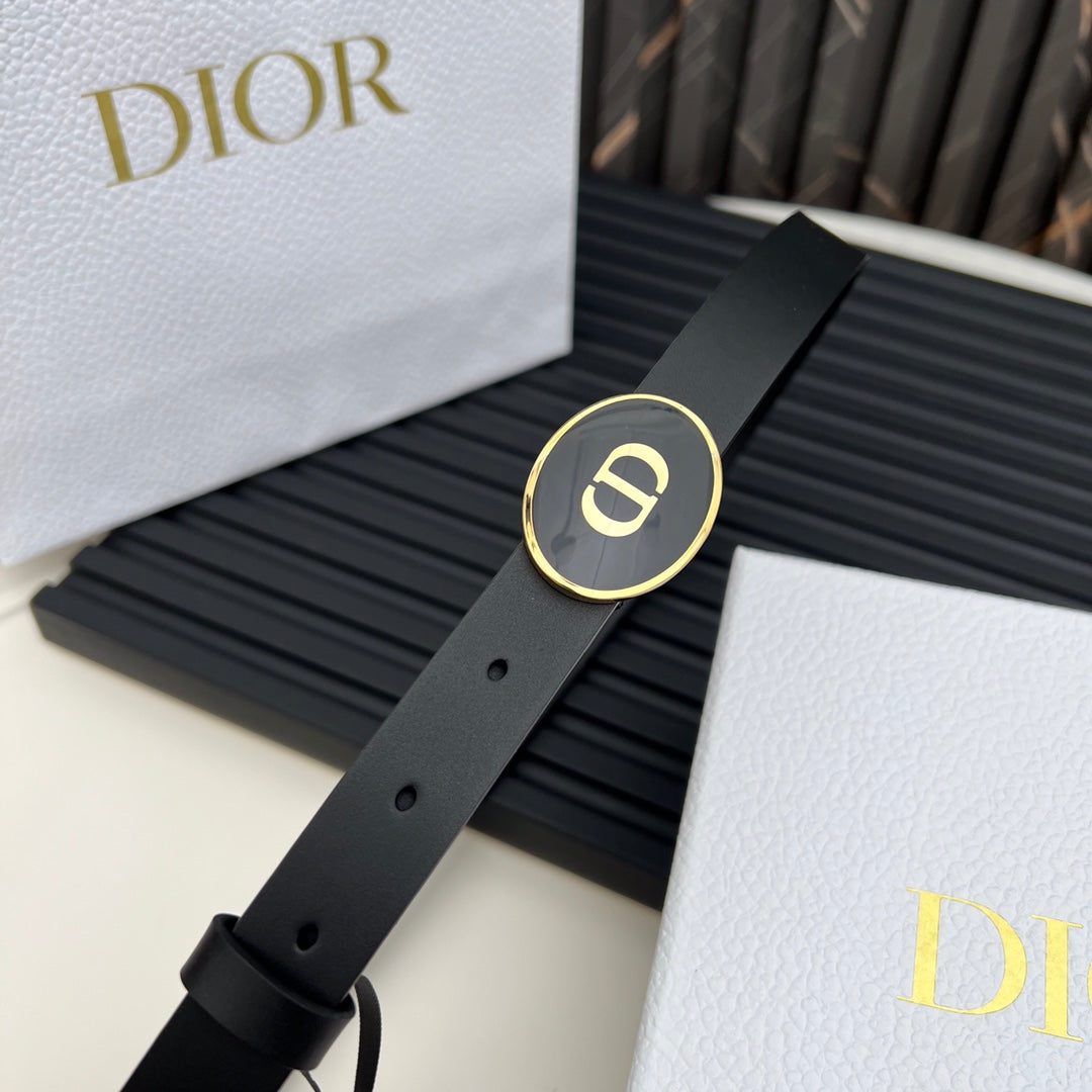 Dior 2026 Teddy-D Oval Buckle Belt 25mm Calfskin