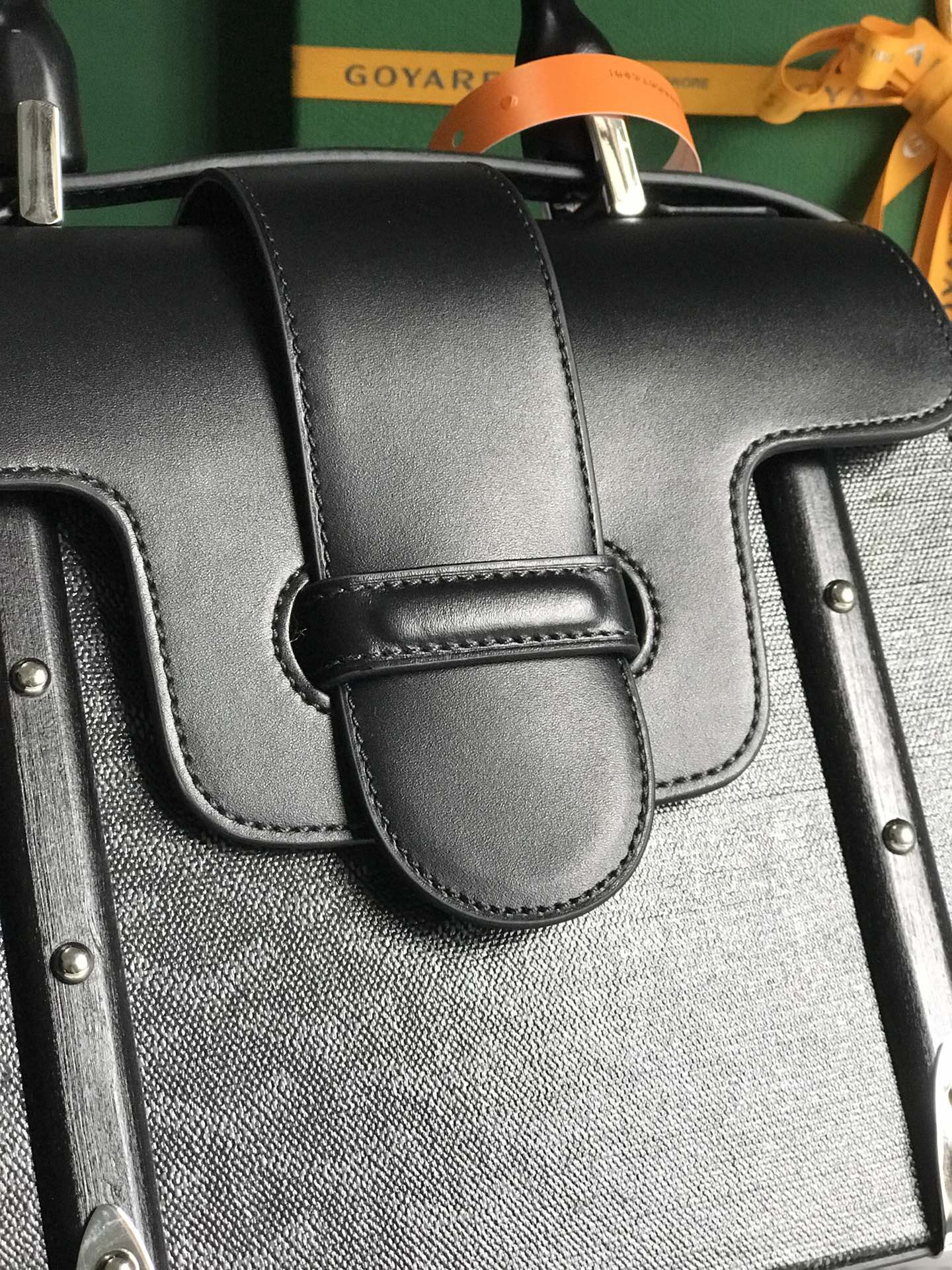 SAÃGON PM BAG 28 IN BLACK GOYARDINE CANVAS AND CALFSKIN