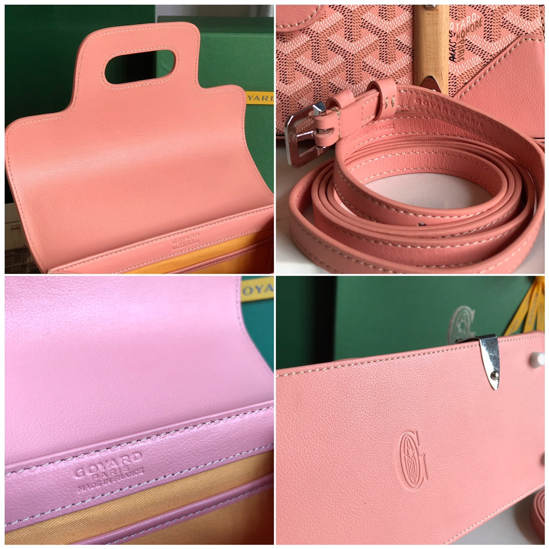 SAÃGON PM BAG 28 IN BABY PINK GOYARDINE CANVAS AND CALFSKIN