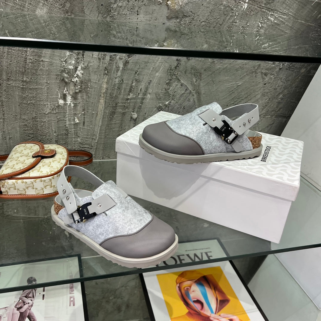 CD x Birkenstock Tokio Mule Grey White Felt Coth