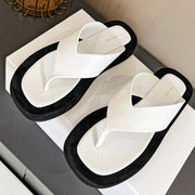 The Row Ginza Platform Sandal Black White Velvet Leather 293551