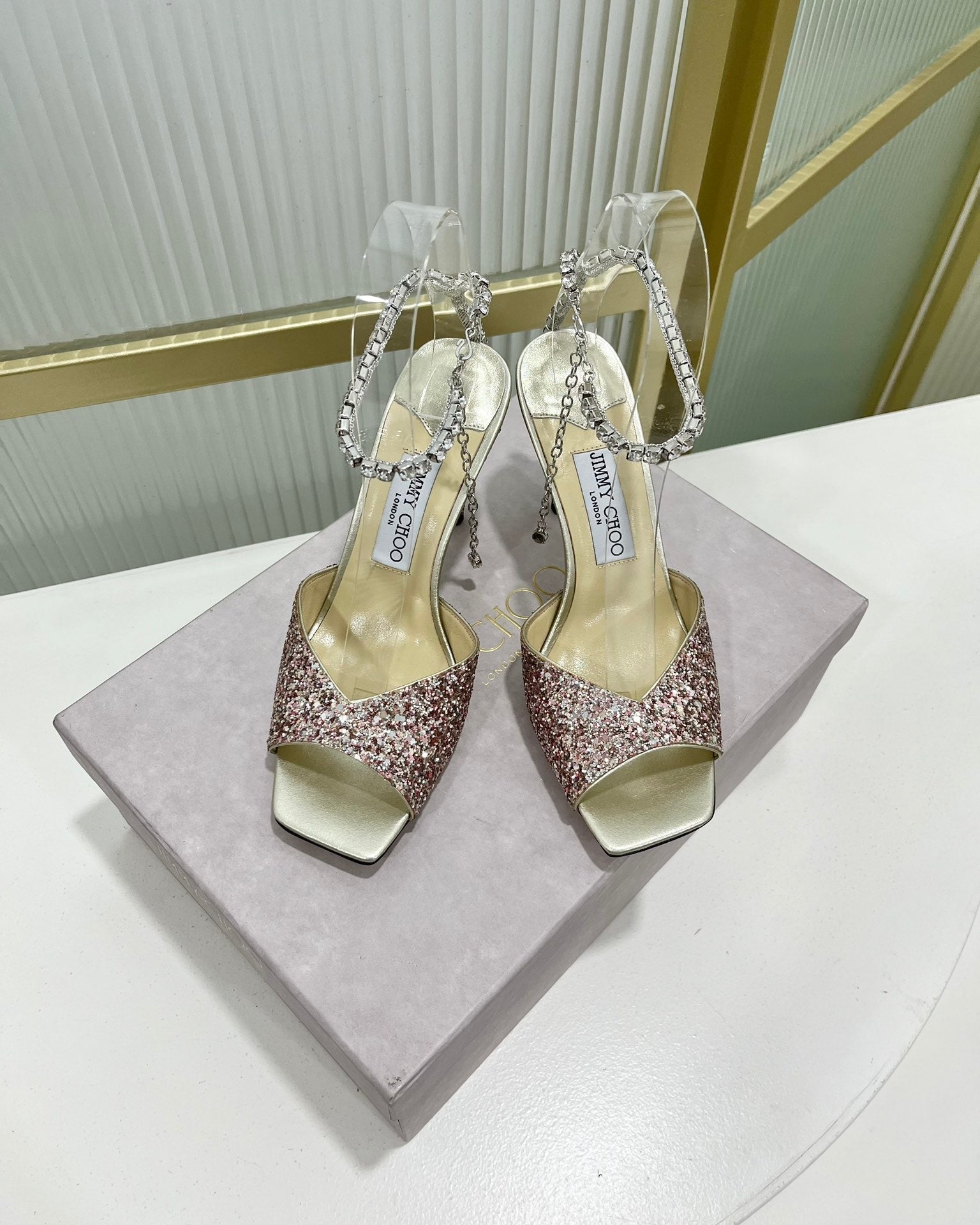Jimmy Saeda Sandal 85 In Multicolor Satin With Glitt 587742