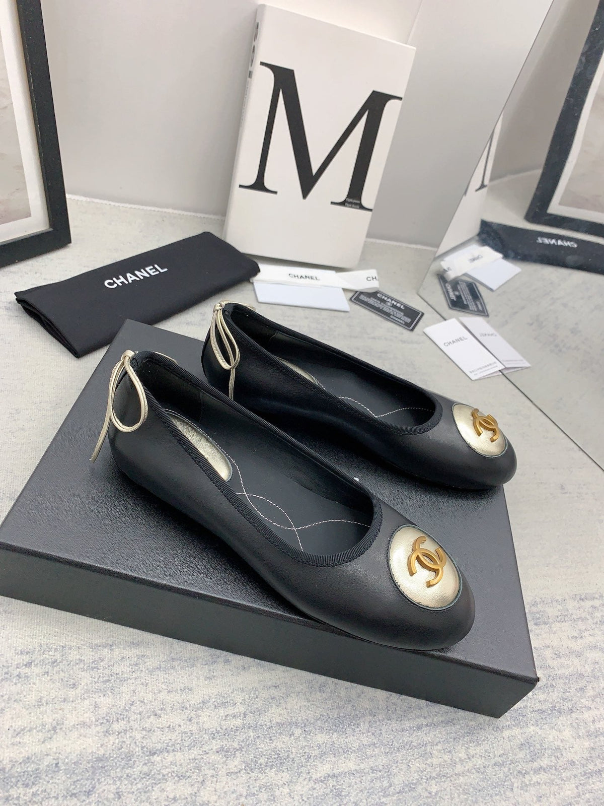 Chanel 2026 Small Bow Ballet Flat Black Lambskin 162260