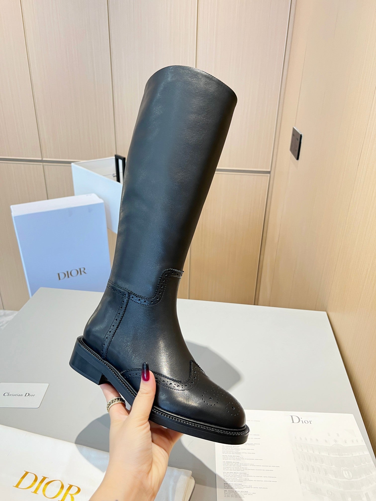 CD High Boots Black Calfskin