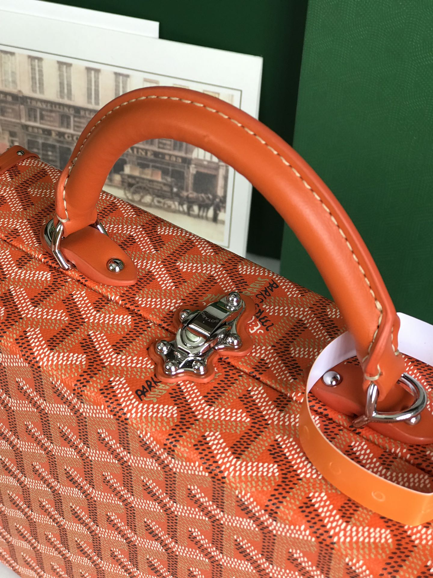 GRAND HÃ”TEL TRUNK BAG 24 IN ORANGE GOYARDINE CANVAS AND CALFSKIN