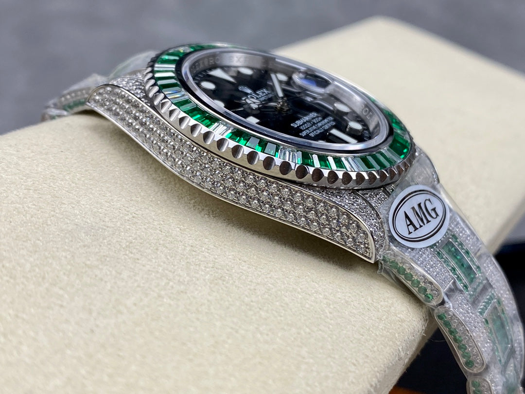 Rolex Submariner Date Green Black Dial Full Diamond