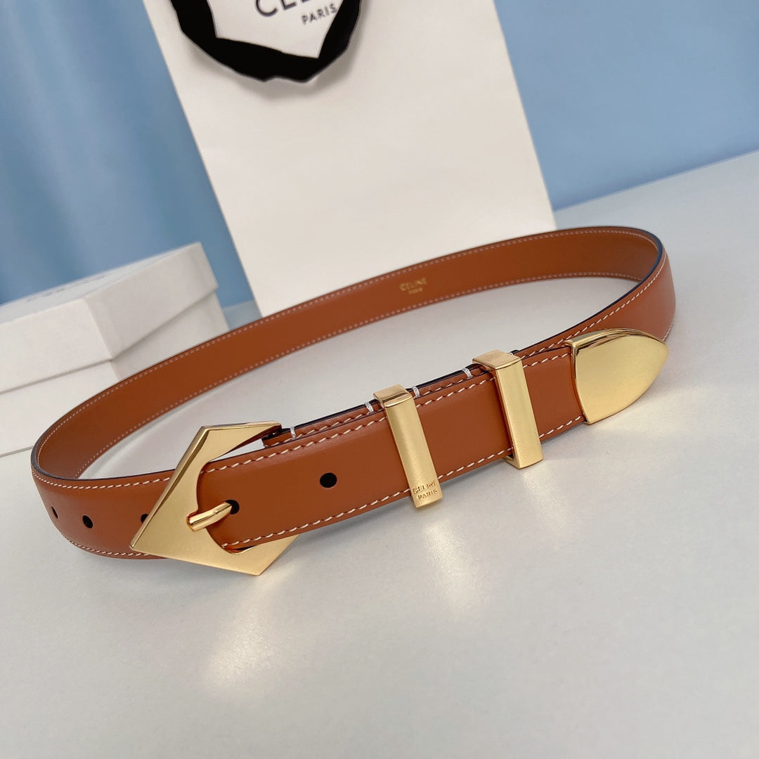 Celine 2026 Western Arrow Buckle Belt 25mm Leather 188882