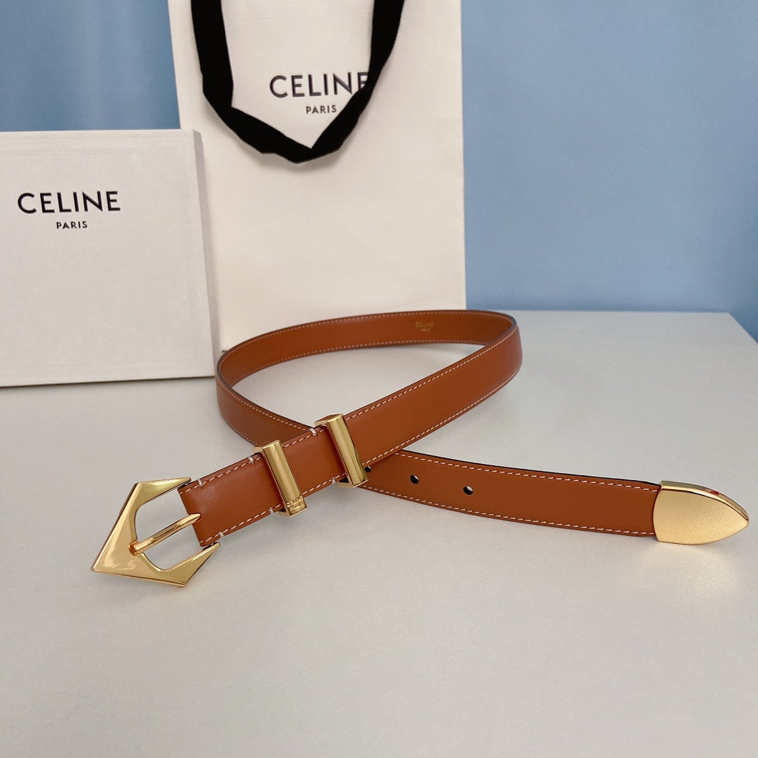 Celine 2026 Western Arrow Buckle Belt 25mm Leather 188882