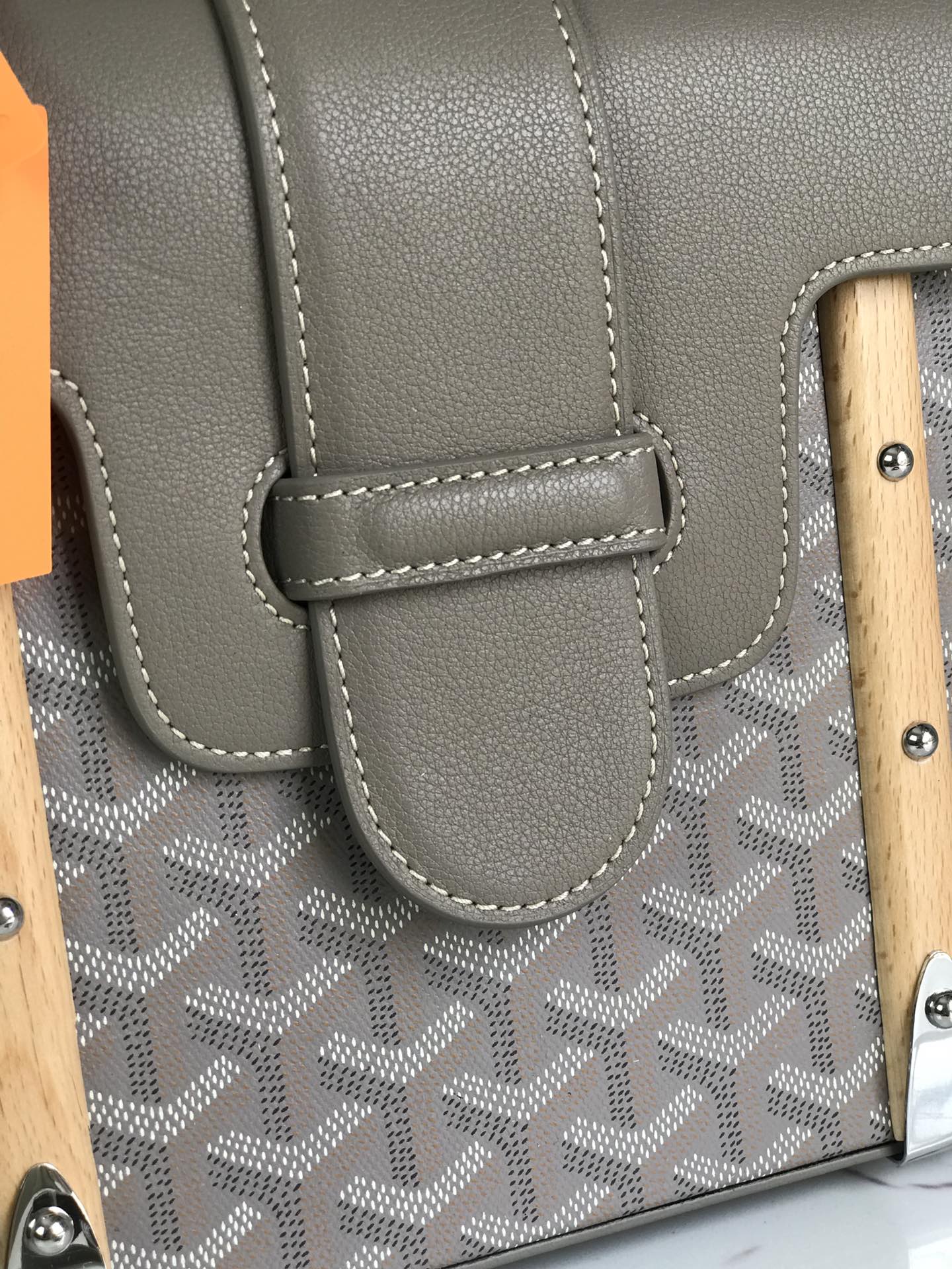 SAÃGON PM BAG 28 IN GREY GOYARDINE CANVAS AND CALFSKIN