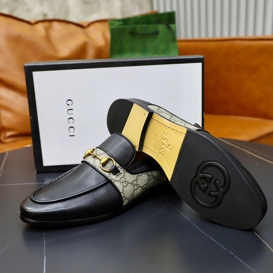 GG Men's Loafer Black Cowhide Canvas 551268