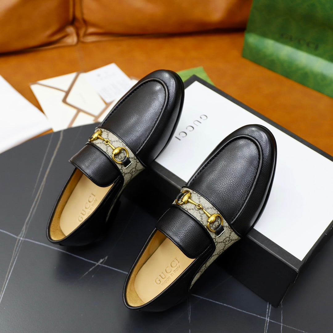 GG Men's Loafer Black Cowhide Canvas 551268