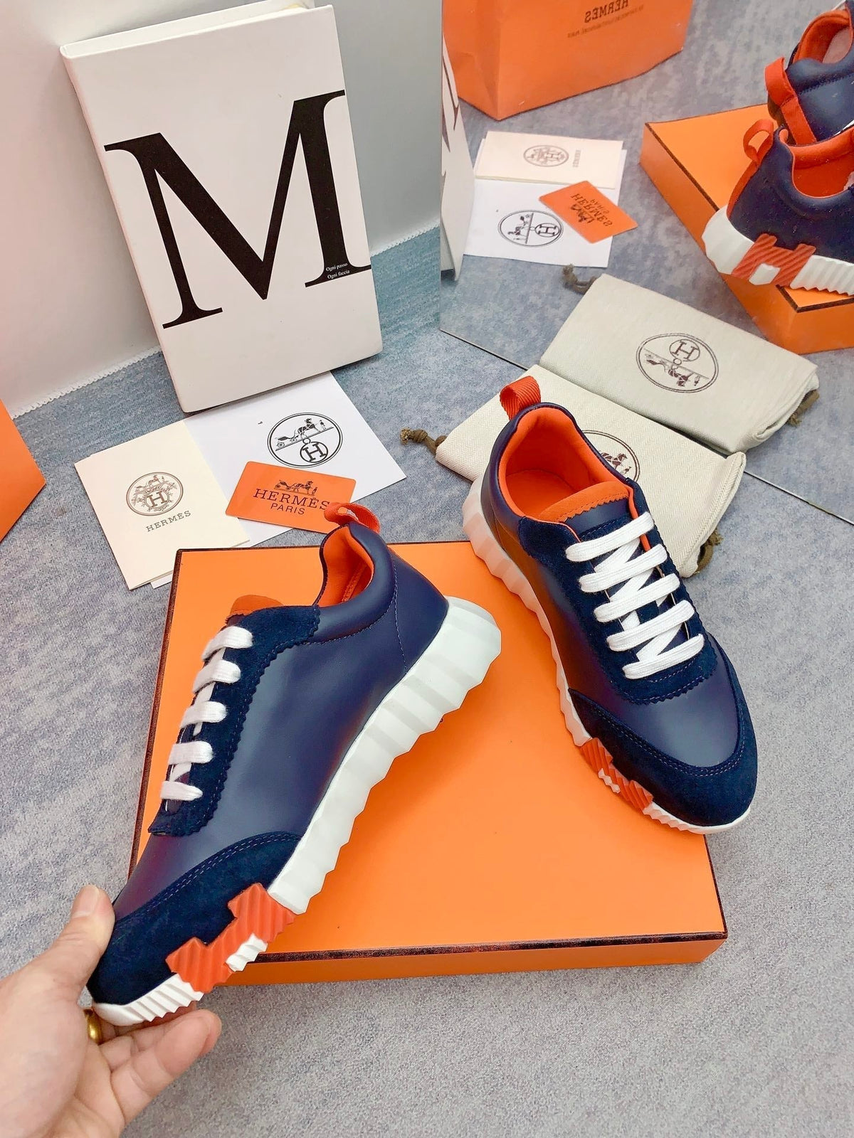 HM Bouncing Sneaker In Navy Blue Lambskin 106425