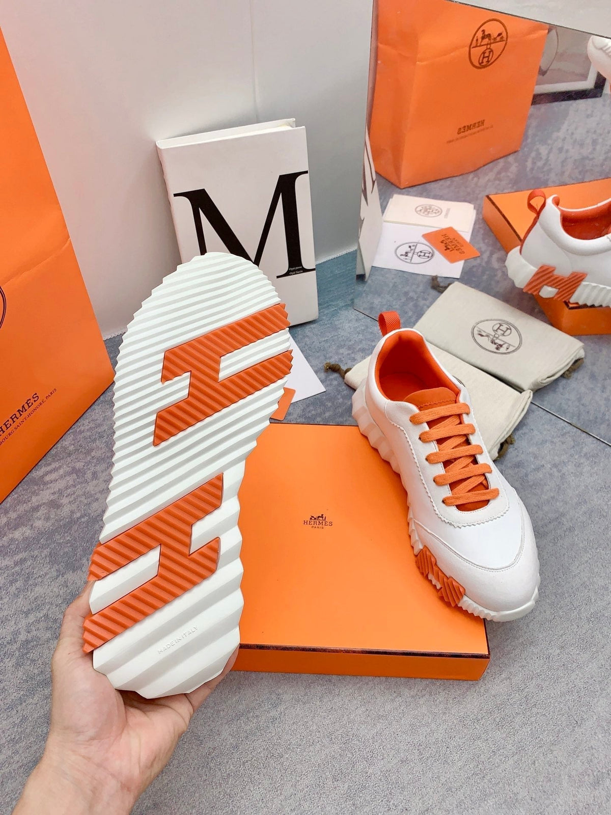 HM Bouncing Sneaker In White Lambskin 106429