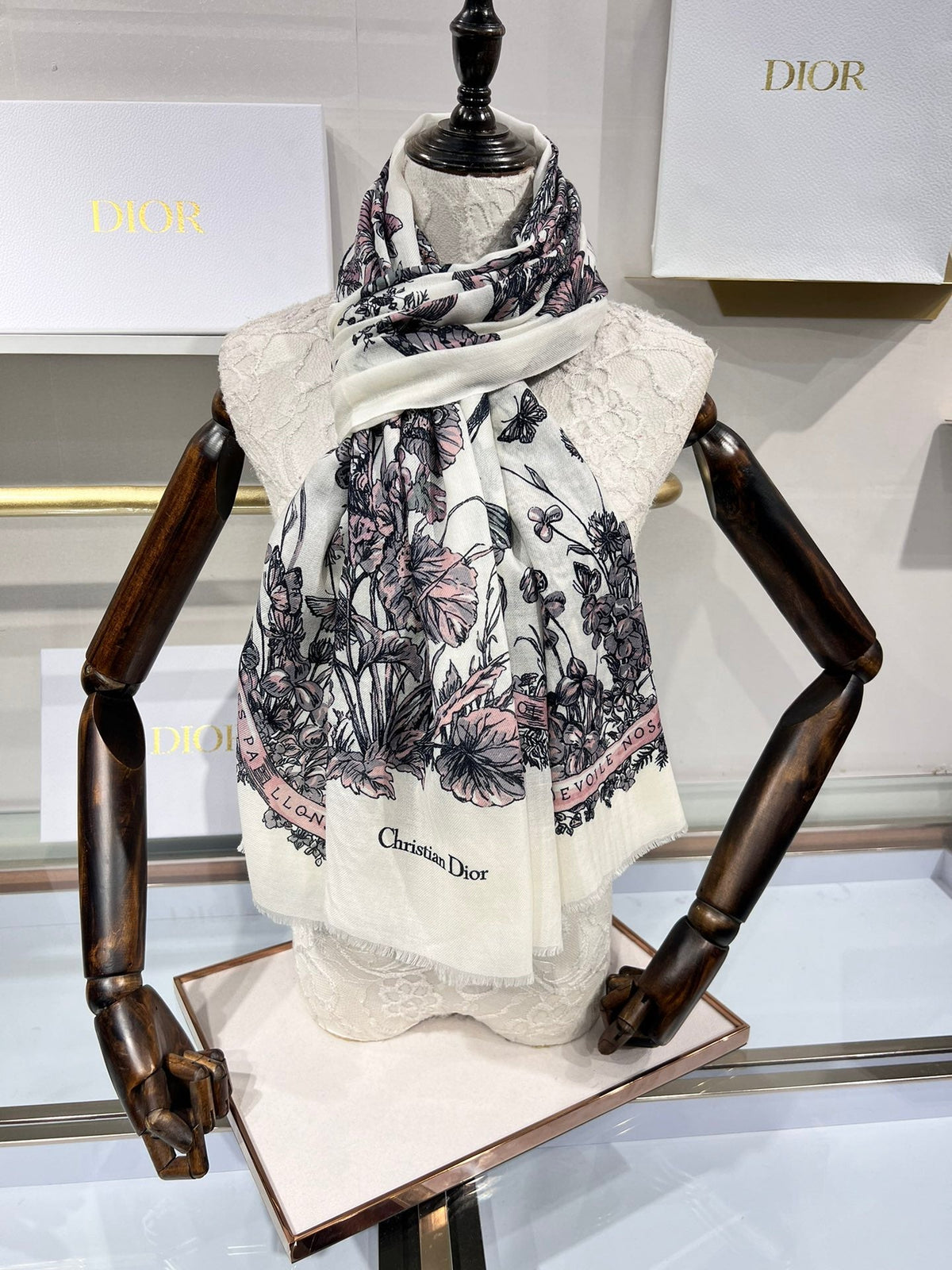 Dior 2026 Floral Scarf 200cm Colorful Cashmere 186048