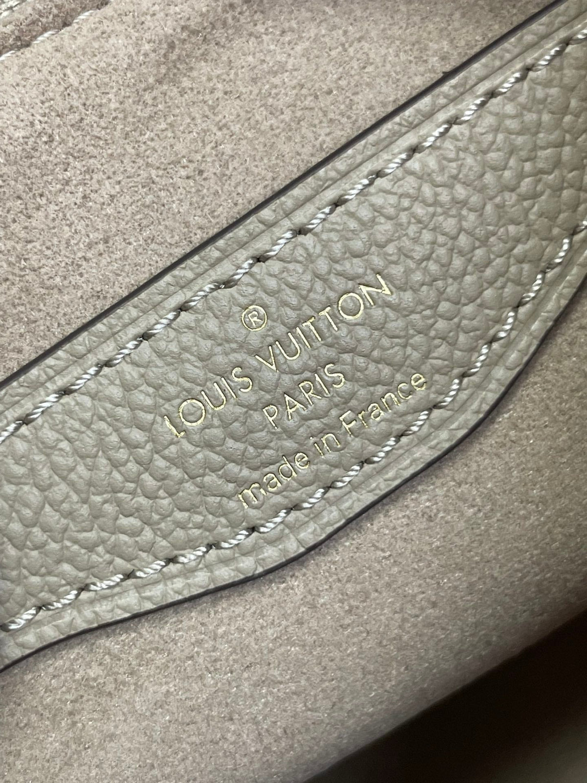 BOULOGNE 29 IN DOVE GRAY AND CREAM MONOGRAM EMPREINTE LEATHER GOLD HARDWARE