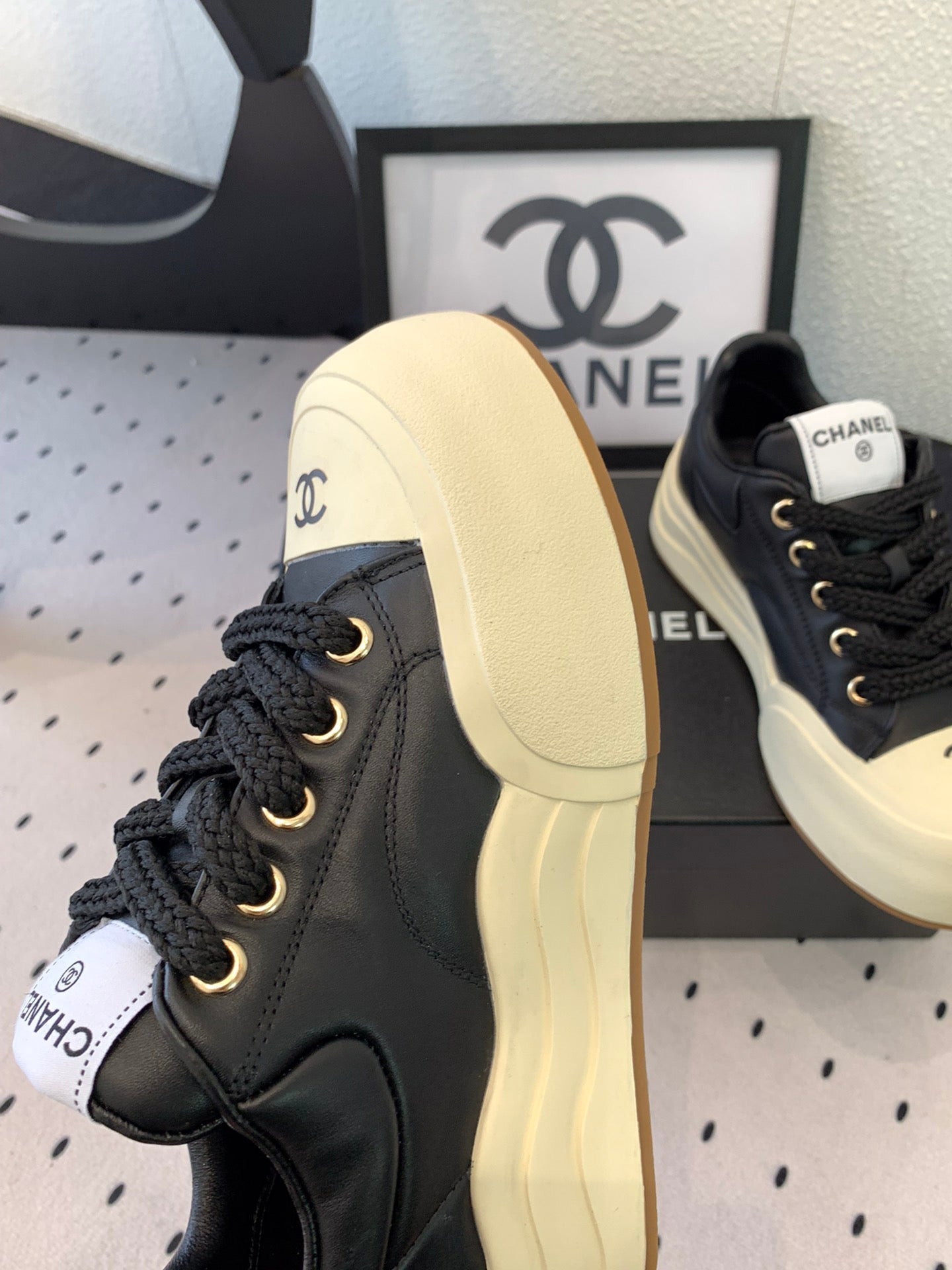 CC Sneaker 50mm In Black Cowhide 147067