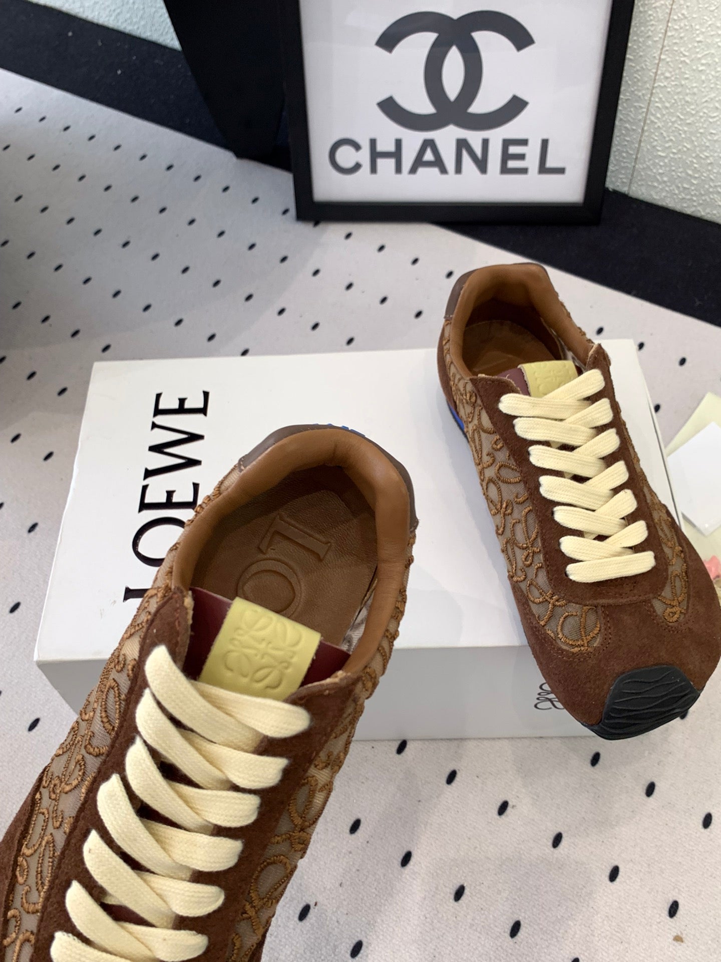 Loewe 25 Runner Sneaker Brown Mesh Suede