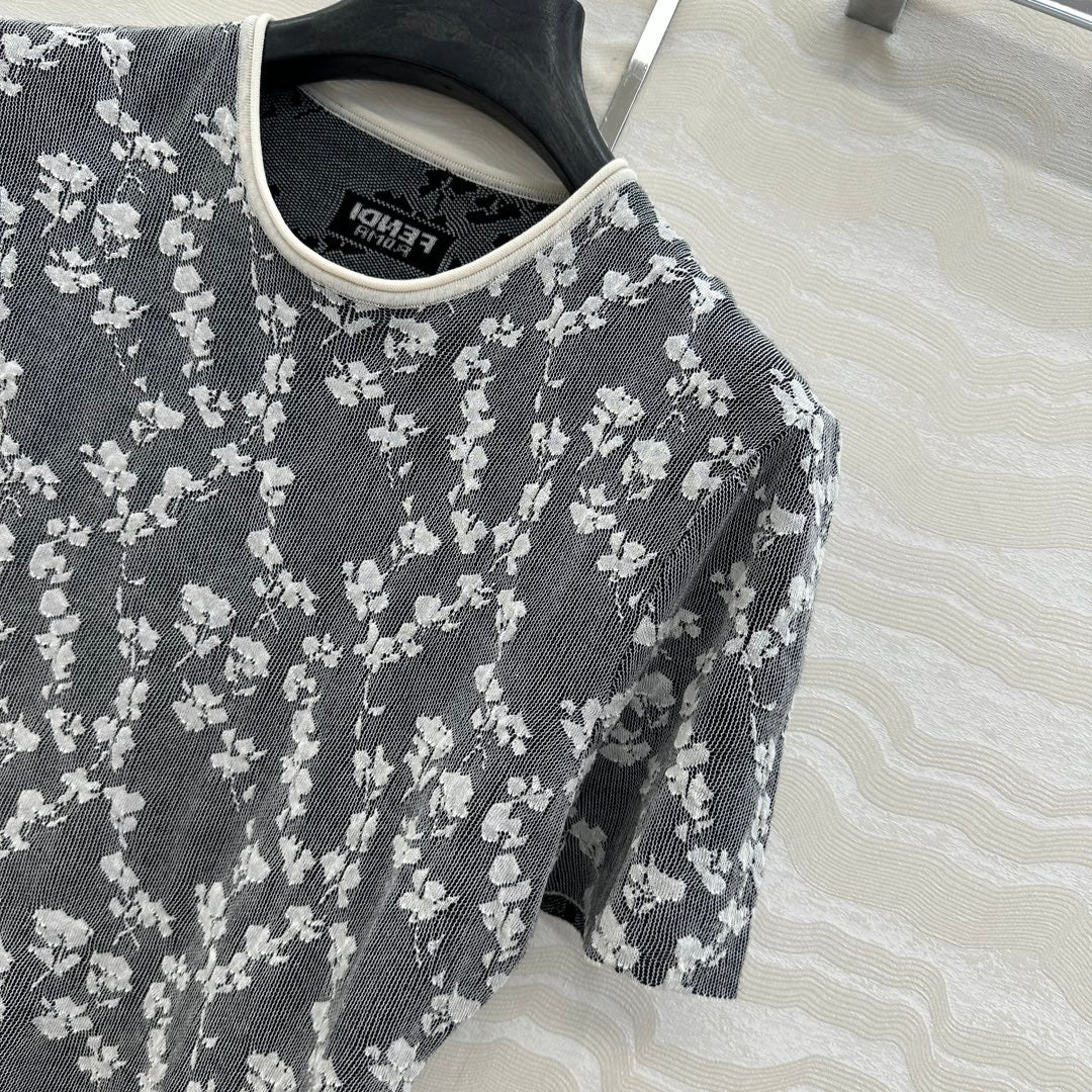 Fendi Knitted Top Dark Gray Cotton Viscose