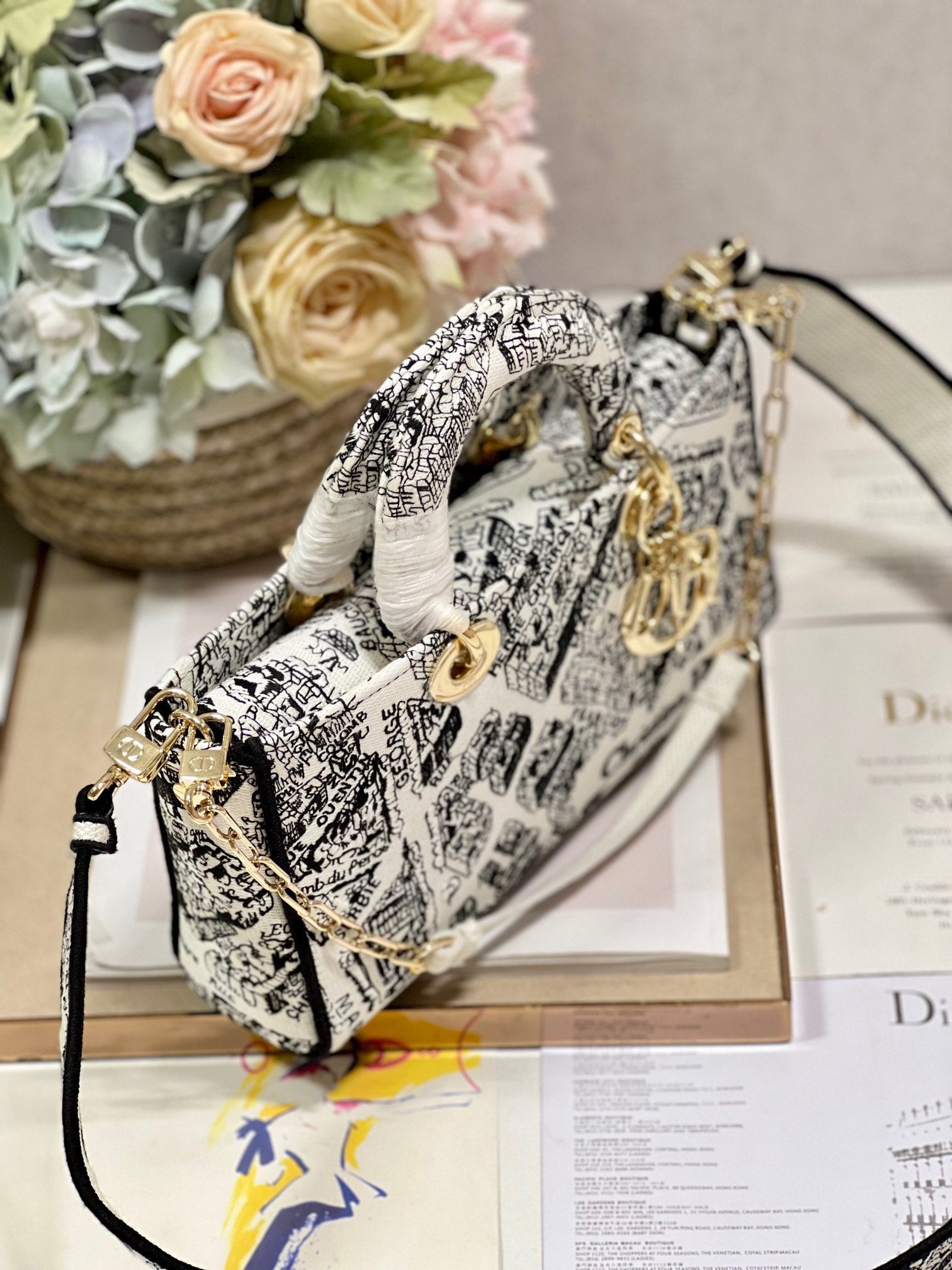 CD Paris White 26 Lady D-Joy Bag Canvas 336639