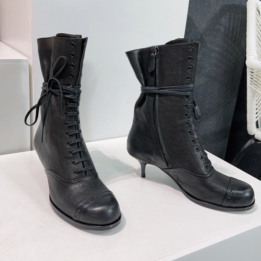 Miumiu 25 Low-heeled Ankle Boot Black Cowhide 511261