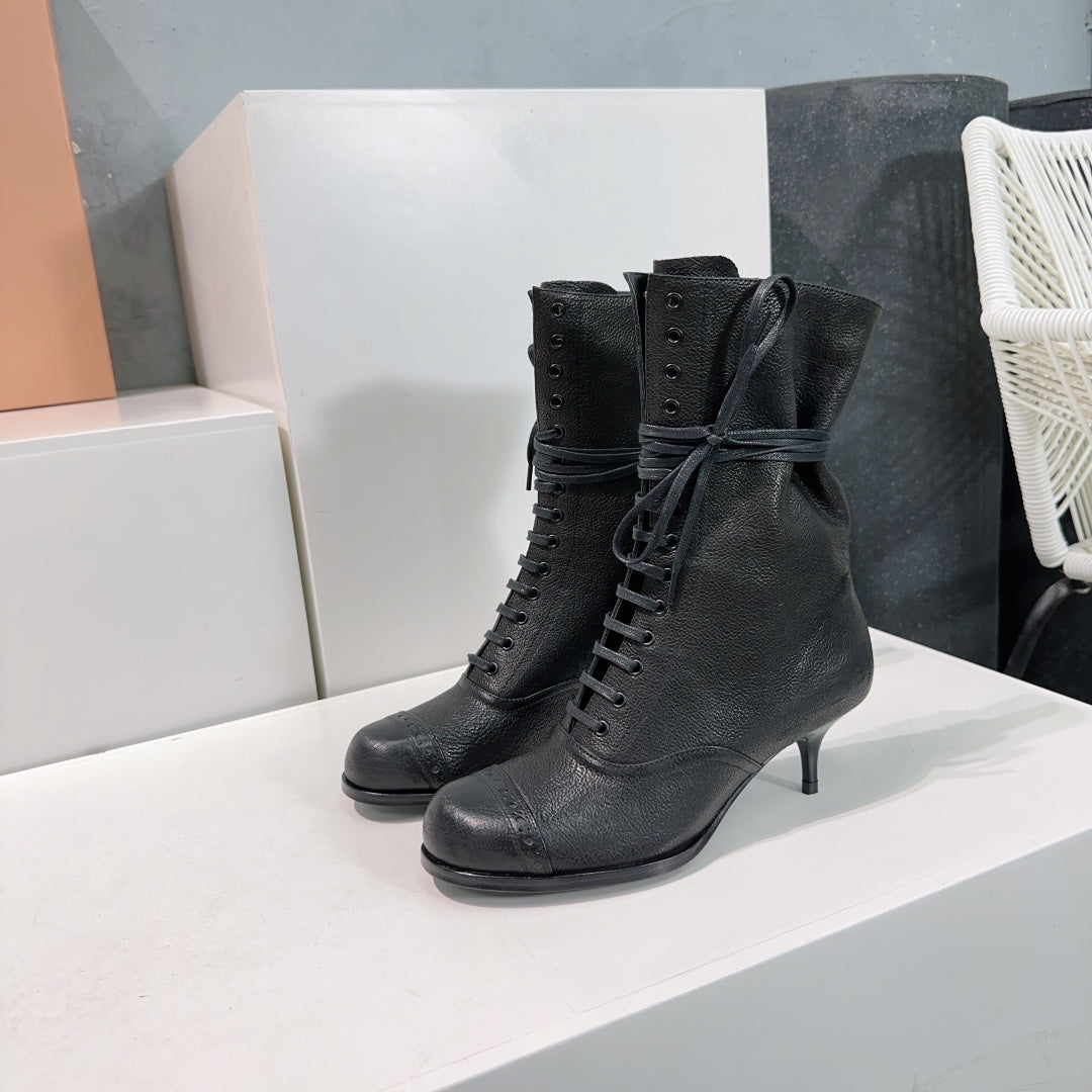 Miumiu 25 Low-heeled Ankle Boot Black Cowhide 511261