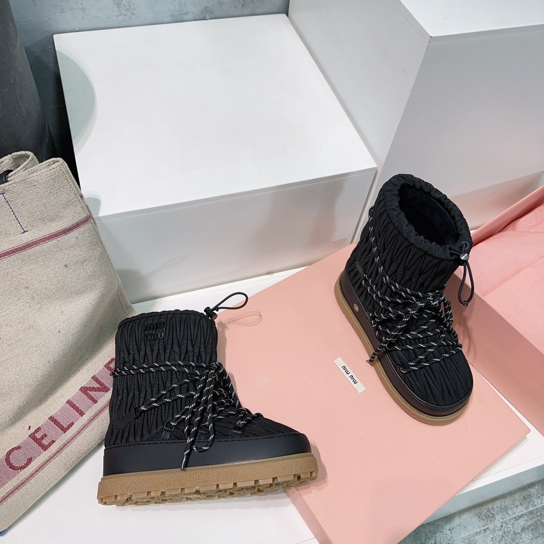 Miumiu 25 Boot Black Nylon Rubber 511263
