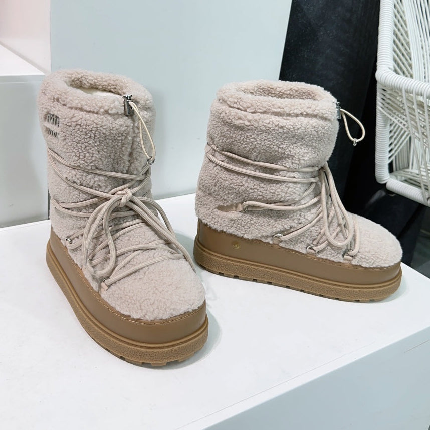 Miumiu 25 Boot Cream Fur Rubber 511265