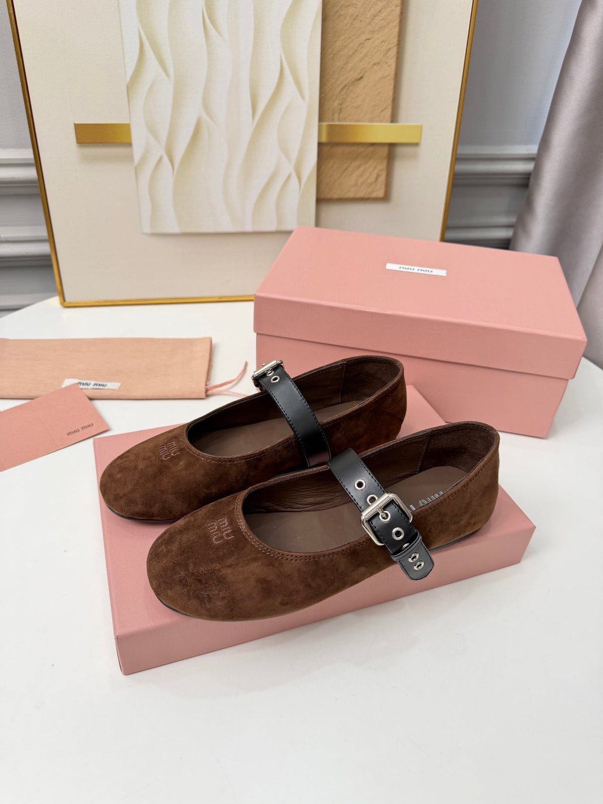 Miumiu 2026 Ballet Flats Suede Sheepskin 956925