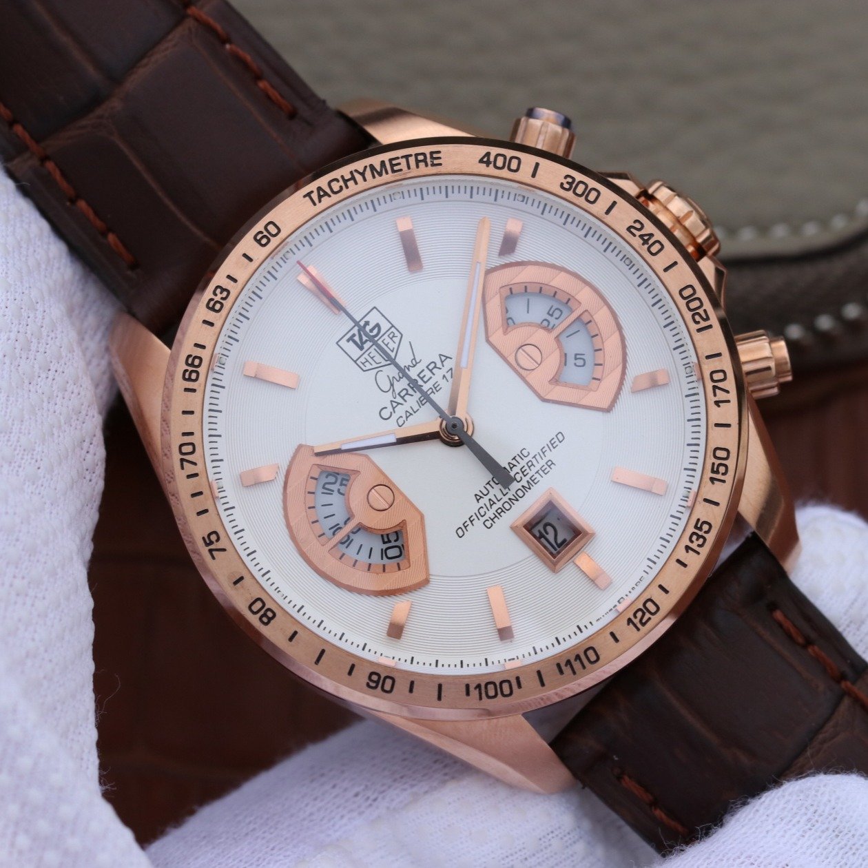CARRERA CHRONOGRAPH 43 ROSE GOLD WHITE DIAL