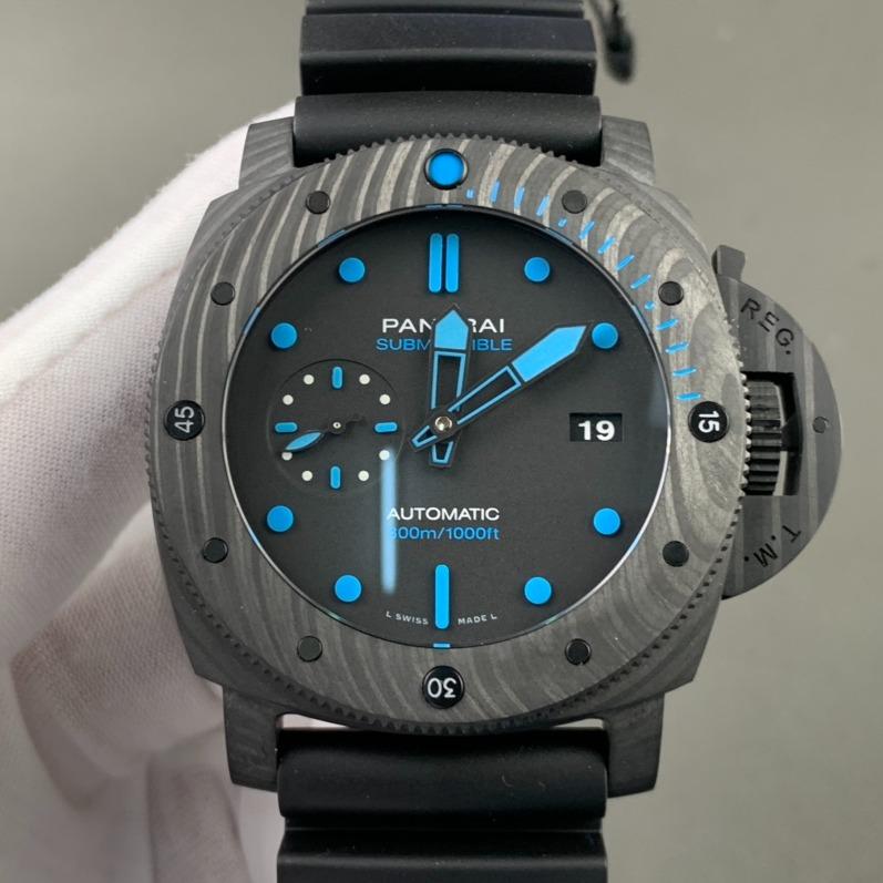 LUMINOR SUBMERSIBLE 1950 47MM CARBON CASE BLACK DIAL