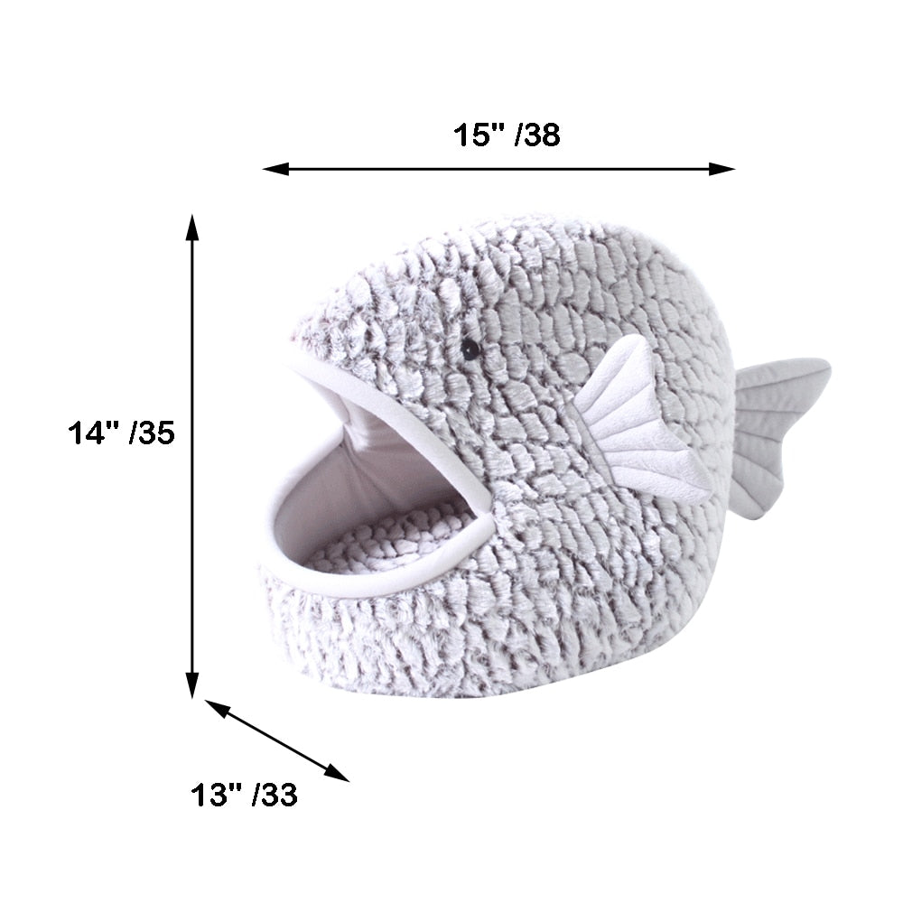 FISHIA - Lit d'Hiver pour Chat Design Poisson