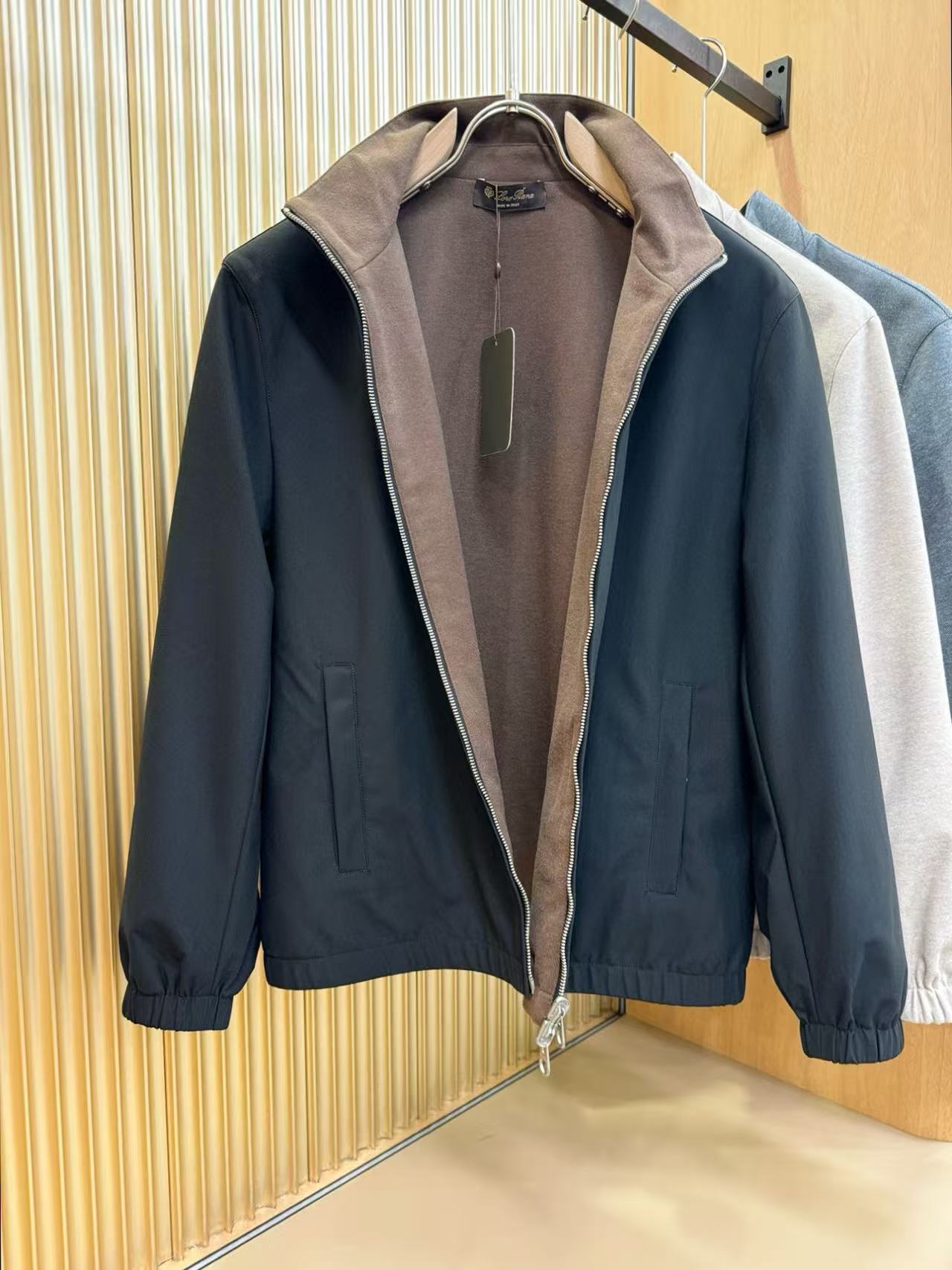 Loro Piana Jacket Blue Brown Fabric Cashmere