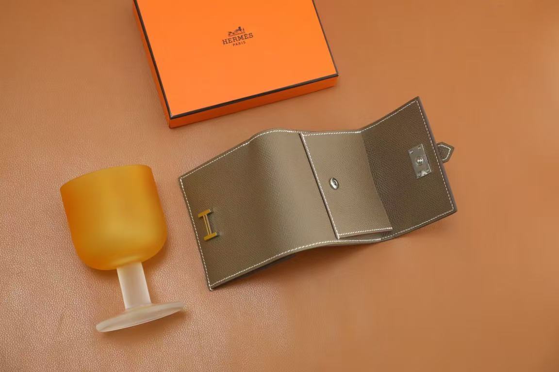 Hermes 2026 Bearn Compact Wallet Etoupe Epsom Leather