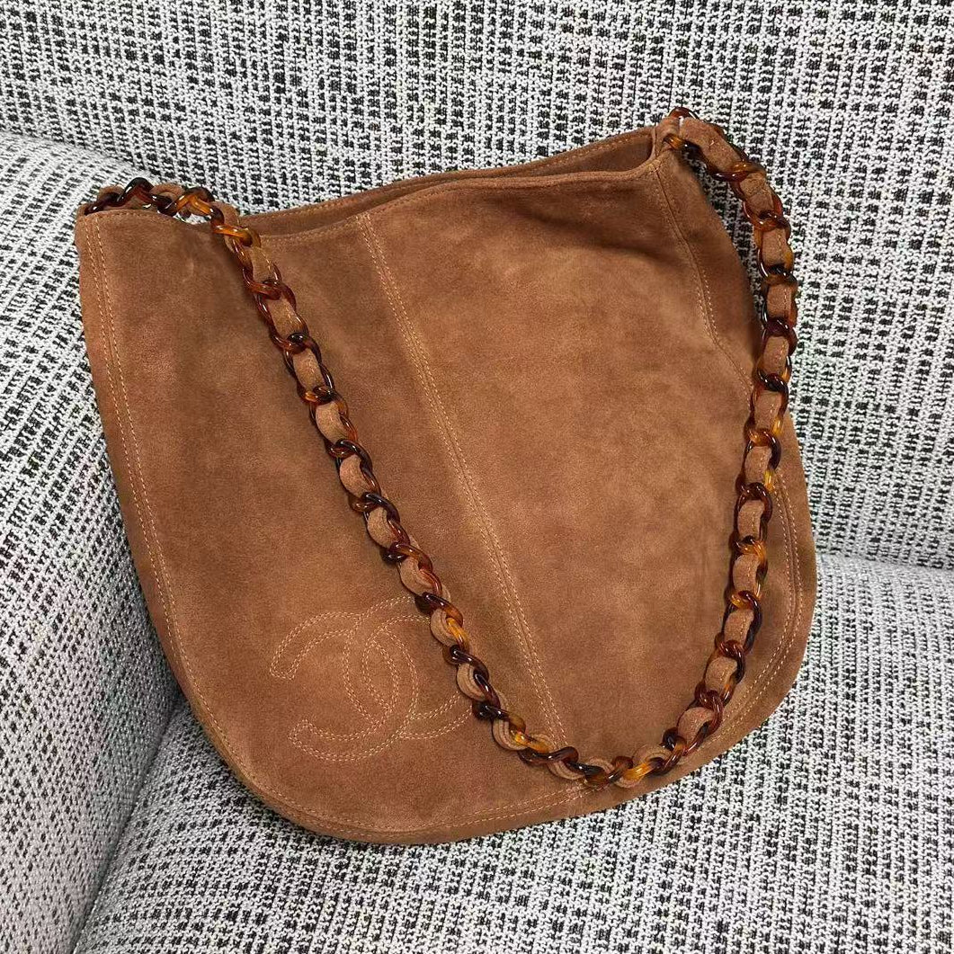 Chanel 2026 Shoulder Bag 33cm Brown Suede