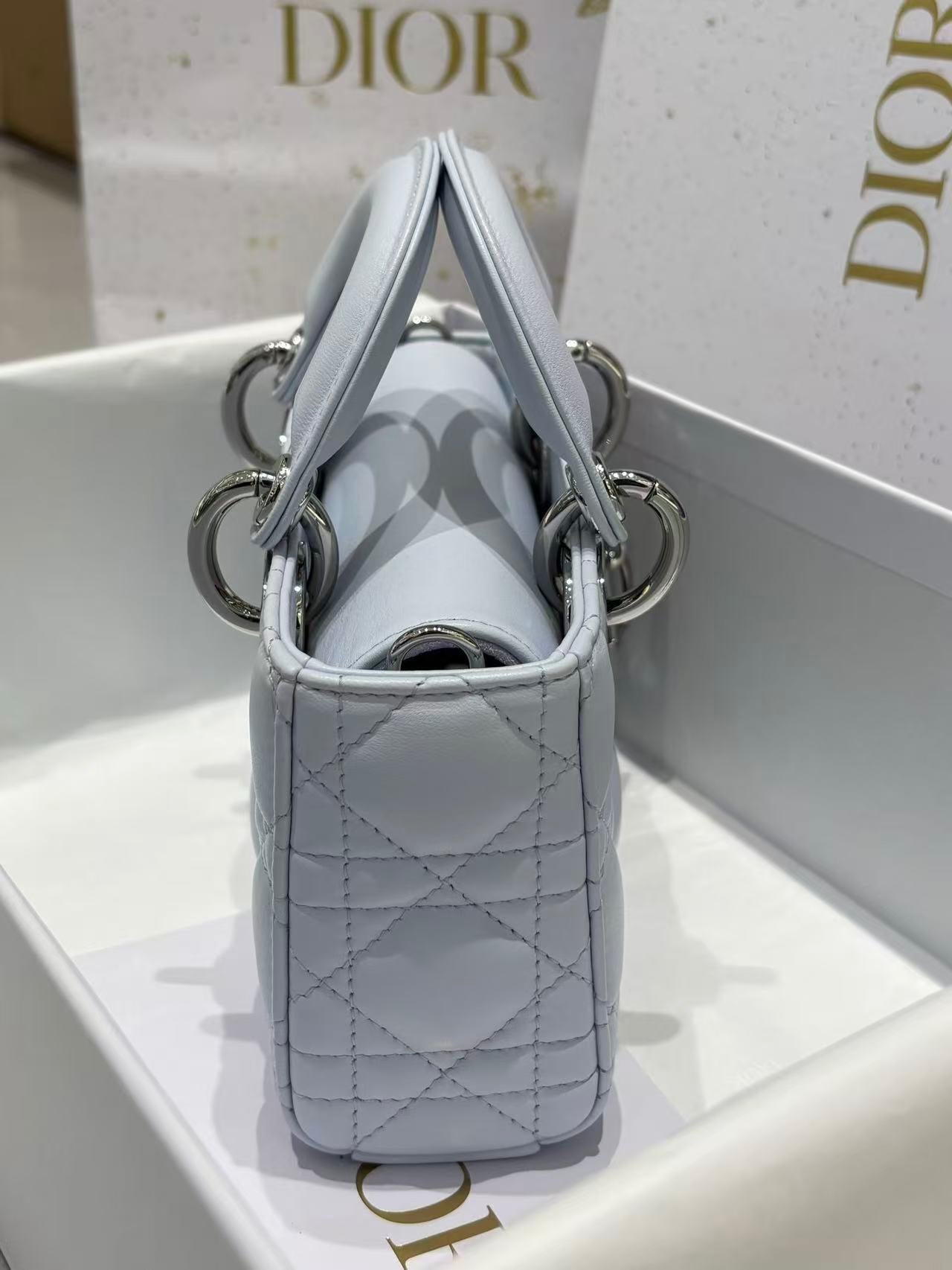 Dior 2026 Lady D-Joy 19cm Blue With Bow Detail Lambskin