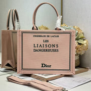 Dior 2026 Book Tote Bag 36cm Embroidered "Les Liaisons Dangereuses" Pink Canvas