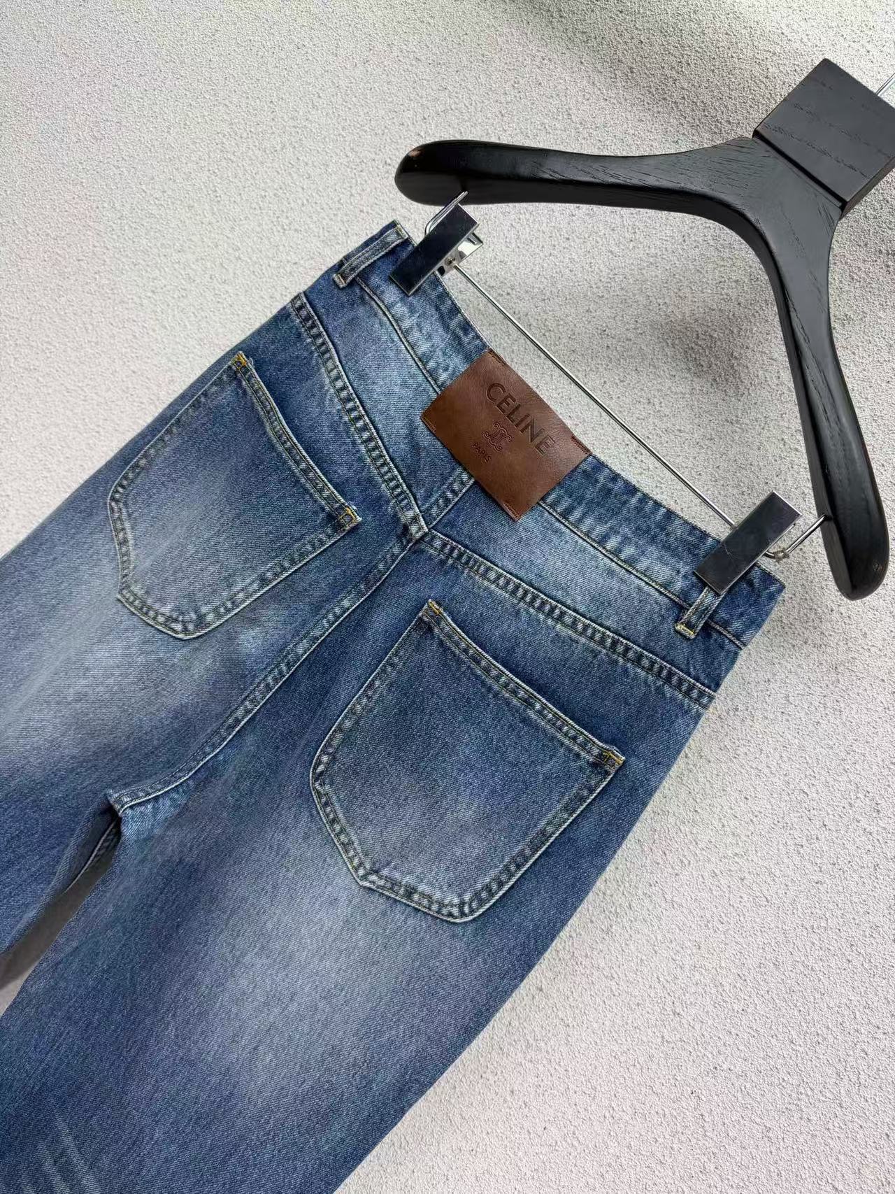 Celine 2026 Straight-leg Jeans With Gold Chain Detail