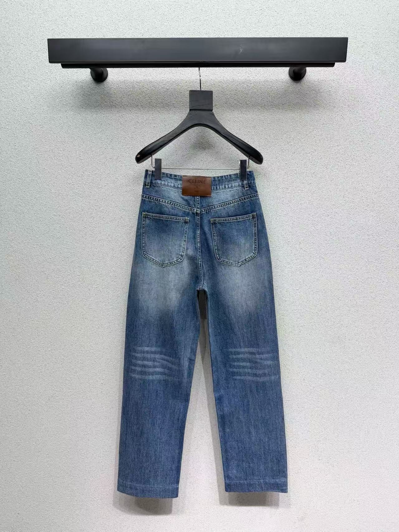 Celine 2026 Straight-leg Jeans With Gold Chain Detail